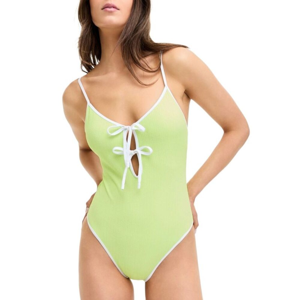 Sanctuary Womens Key Item Stay Connected Tie-Front Swimsuit XL Daiquiri NWT